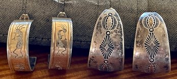 (2) Pairs Of Sterling Silver Earrings - Navajo Stamped WT Hoops, And Kokopelli Hoops - 16.6 Grams Total