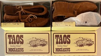 (2) Adult Pairs Of Taos Indian Made Moccasins With Boxes Size 9.5