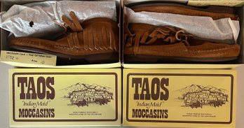 (2) Adult Pairs Of Taos Indian Made Moccasins With Boxes Size 10