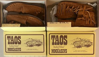 (2) Children Pairs Of Taos Indian Made Moccasins With Boxes Size 4