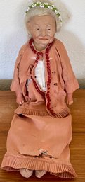 Antique Heubach Hair Stuffed Grandmother Doll