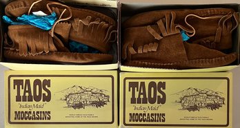(2) Adult Pairs Of Taos Indian Made Moccasins With Boxes Size 9 And 10