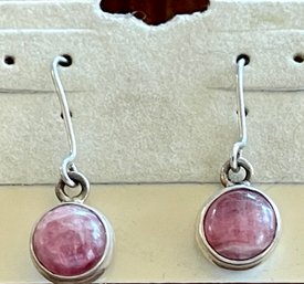 Sterling Silver And Rhodochrosite Wire Earrings