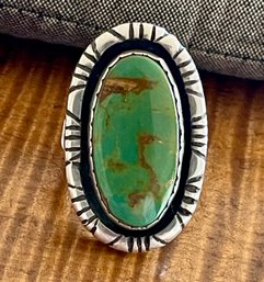 Manuel Naranjo Sterling Silver And Turquoise Ring Size 6.25 - 17 Grams Total