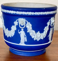 Antique Wedgwood Jasperware Cobalt Blue Cachepot Jardiniere Neoclassical Circa 1890