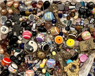 Assorted Metal - Art Glass - Plastic And Pottery Beads & Pendant