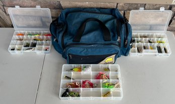 Plano Material Tackle Bag With Lures, Organizers, Hooks, And More