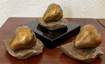 (3) Incomplete Wild Strawberry (24, 27, And 28 Of 120) Bronzes By Darlis Lamb (1 With Marble Base)