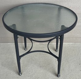 Small Outdoor Glass Top Table With Metal Frame