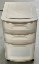 Sterilite White 3-drawer Plastic Organizer On Wheels