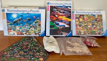 (3) Ravensburger Puzzles - 5000 Piece Under The Sea - With Assorted Wooden Puzzles, Triazzle