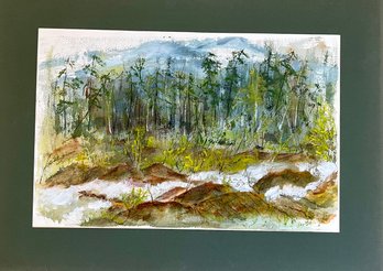 Original Matted Darlis Lamb Multi Media Landscape Watercolor Painting