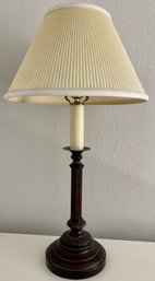 Vintage Bronze Tone Metal Lamp With Pleated Shade