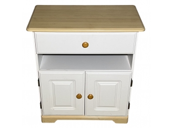 Small Rolling Cabinet With Single Drawer And Wood Top