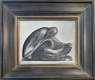 Small Original M. Chapman ' The Beggar' 1969 Painting In Frame