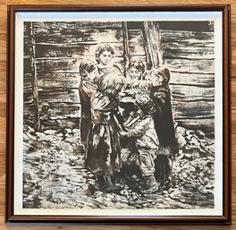 Large Painters Proof ' Lithograph 'Game' By Ruth Weisberg  Signed In Frame