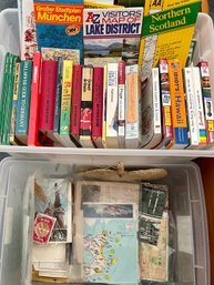Large Collection Of Travel Books And Maps - China, Germany, Great Britain, Prague, New Zealand, And More