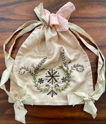 Antique 1800's Reticule Bag Hand Embroidered Silk Made By J. And M. Prufert Boulder Co.