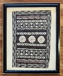 Vintage Framed Hand Made Polynesian Tapa Cloth Tonga Trading Company