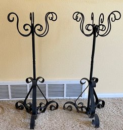 2 Antique Wrought Iron Plant Stands