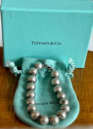 Tiffany & Co Sterling Silver 7' Ball Bracelet With Box And Bag Total Weight 19.1 Grams