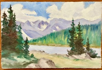 Original Small Oil Painting By Mrs. E. L. Skiff Boulder Colorado Unframed
