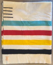 Vintage Hudson Bay 4 Point Wool 70 X 90 Inch Blanket