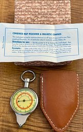 Vintage Combined Map Measurer & Magnetic Compass Germany - With Leather Sheath & Box