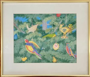 Carrie Malde Framed Original Colored Pencil Drawing Birds In A Tree