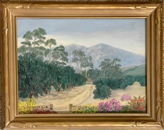 1944 Original Oil Painting Margaret Price Saddleback Mountain From Rancho El Torro Framed