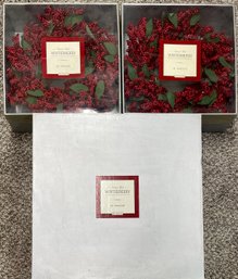 (3) Restoration Hardware Winterberry Wreathes In Original Boxes