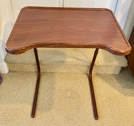 Vintage Table-Mate Folding Metal Faux Wood Finish Tray Table - Adjustable