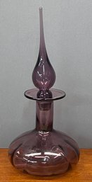 Vintage Purple Blenko Art Glass Decanter With Stopper