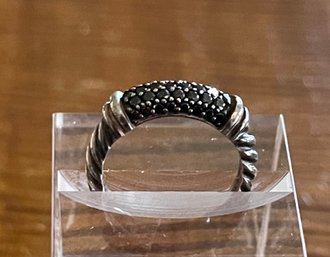 David Yurman Sterling Silver Black Diamond Cable Candy Metro Ring Size 6.25 - 3.6 Grams