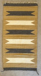 Small 38' X 19.5' Vintage Navajo Woven Wool Rug With Fringe