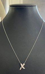 Tiffany & Co Sterling Silver Paloma Picasso X Necklace On 16' Tiffany Chain Signed - Total Weight 2.6 Grams