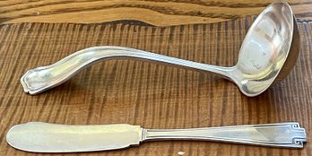 80 Grams Total - Gorham 1913 Sterling Silver Etruscan 5.75' Spreading Knife, Shreve & Co. Sterling 5' Ladle