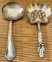 28 Grams Total - Antique Whiting Manufacturing Co. Sterling Silver Bon Bon Spoon, And Sterling Ladle