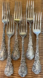 282 Grams Total - (6) Antique Gorham Sterling Silver Dinner Forks Mono