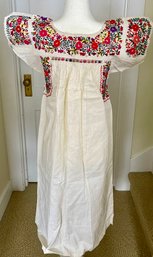 1960's Mexico Heavy Cotton Hand Embroidered Dress