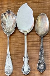 60 Grams-antique Coin Silver Sugar Shell Spoon, Sterling Jelly Server, Sterling California 1913 Souvenir Spoon