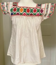 1960's Mexico Hand Embroidered Heavy Cotton Shirt