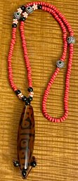 Jewelry By Gigi Necklace Art Glass Pendant And Bead 24 Inch