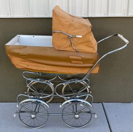 Vintage Giordani Brown Leather Stroller With Original Pad (As Is)