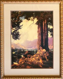 Large Maxfield Perish Hilltop Print Reproduction In Gold Tone Frame