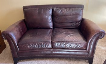 Brown Leather 2 Cushion Loveseat