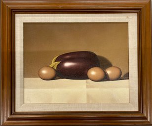 Clifford T Bailey Original Oil Painting Eggplant And Brown Eggs