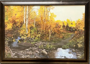 Large 54' X 38' Joe Jones Fall River Landscape Framed Print