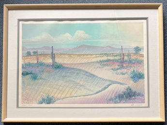 Large Mission Vista Signed Desert Landscape Print In Frame
