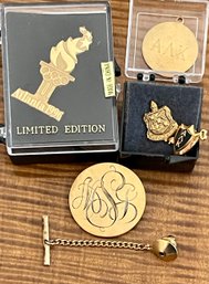 Vintage Gold Filled Sorority Pins - 14K GF Initial Pin And A Limited Edition Atlanta 1996 Olympics Pin In Box